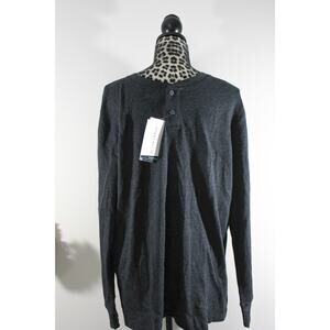 Mens XL NWT Perry Ellis Portfolio Thermal Henley Sleep Shirt Long Sleeve Gray